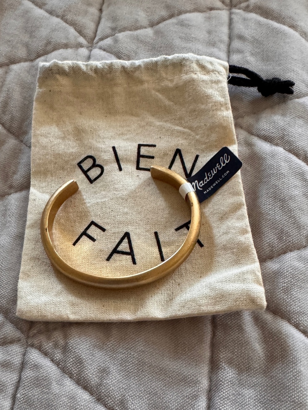 Madewell Gold Tone Open Cuff Bracelet NWT Minimalist Statement Jewelry